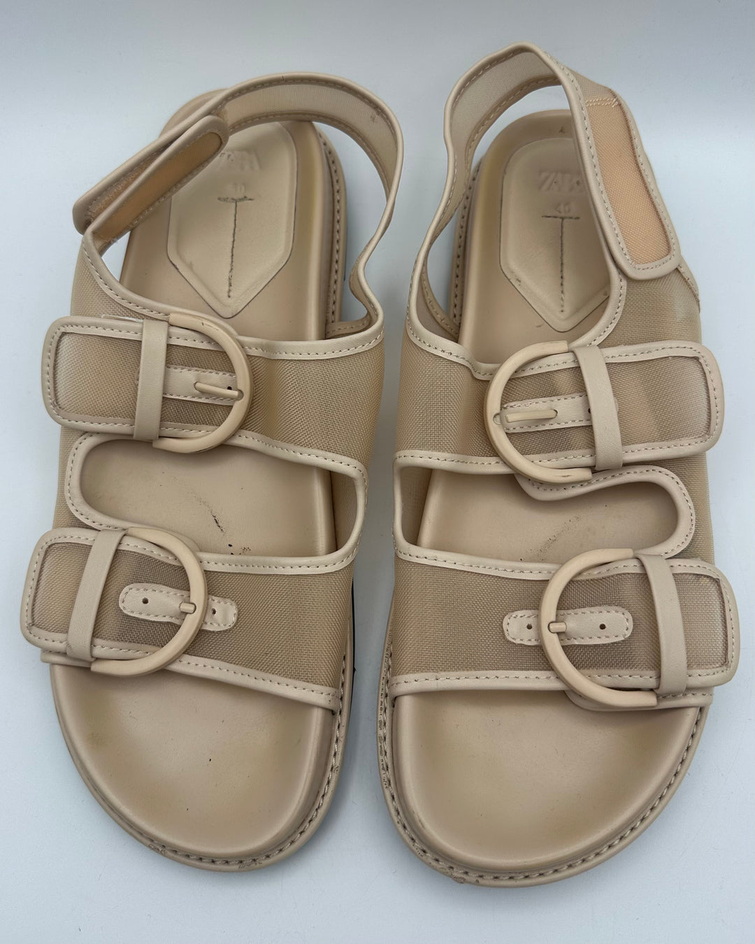 Zara Tan Flat Sandals - Size 9