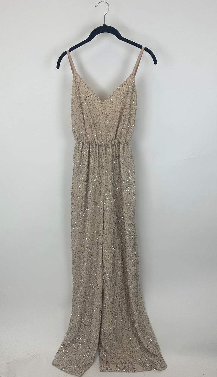 Alice + Olivia Tan Sequin Jumpsuit - Size 0/2