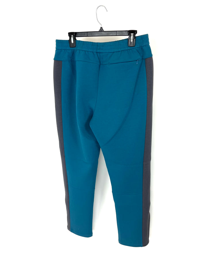 MENS Teal Jogger Sweatpants With Gray Side Stripe - Medium