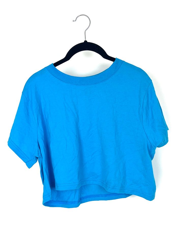 Bright Blue Cropped T-Shirt - Medium