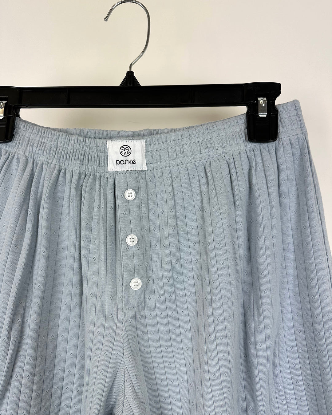 Pointelle Print Fabric Light Blue Boxer Pant - Small and Large