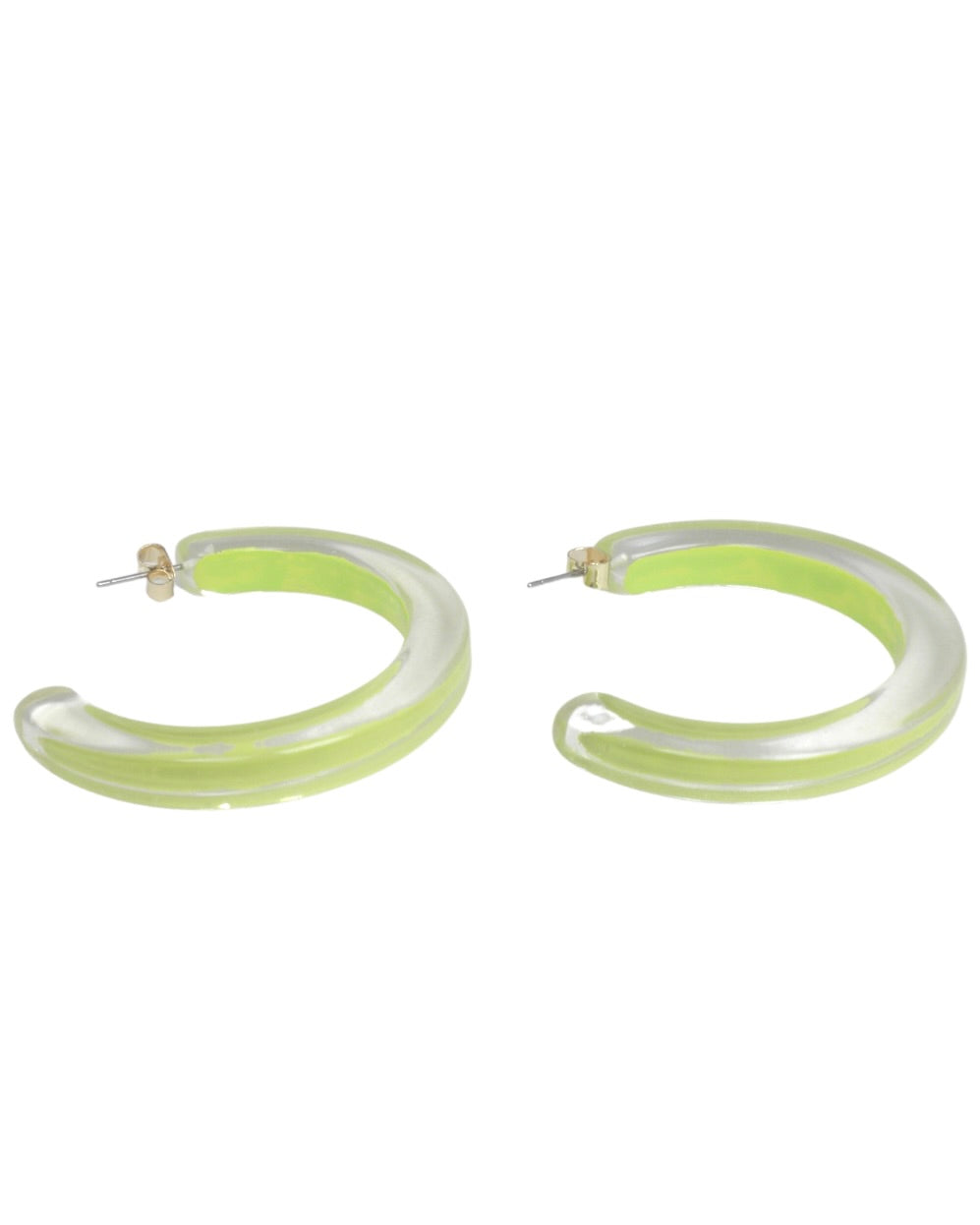 Yellow and Translucent Hoop Earrings