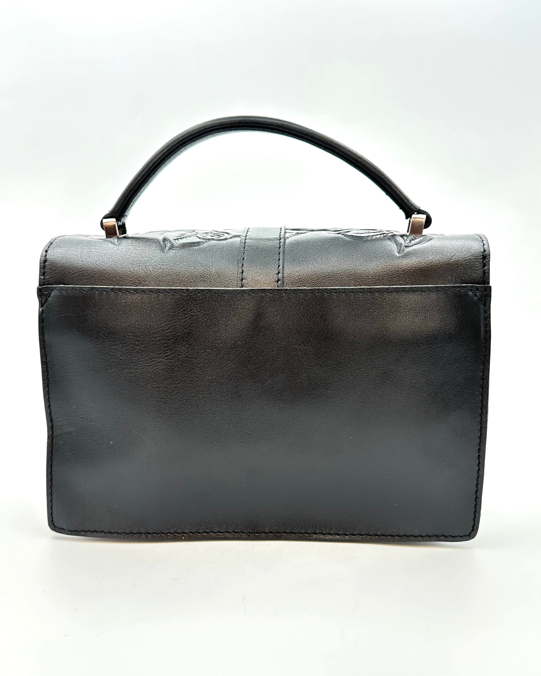 Black Embossed Leather Handbag