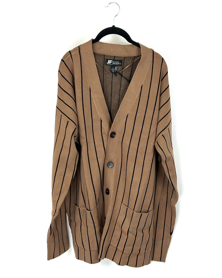 Brown and Black Stripe Cardigan - Size L-3XL