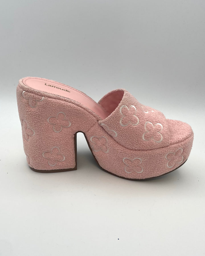 Light Pink Floral Platform Wedge - Size 9