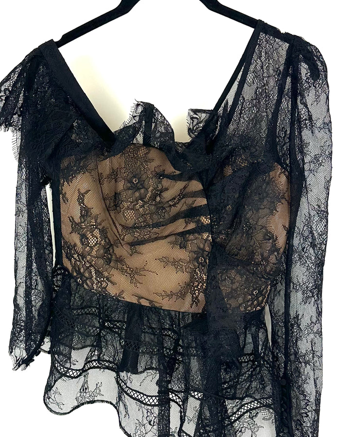 Self Portrait Black Lace Top - Size 4