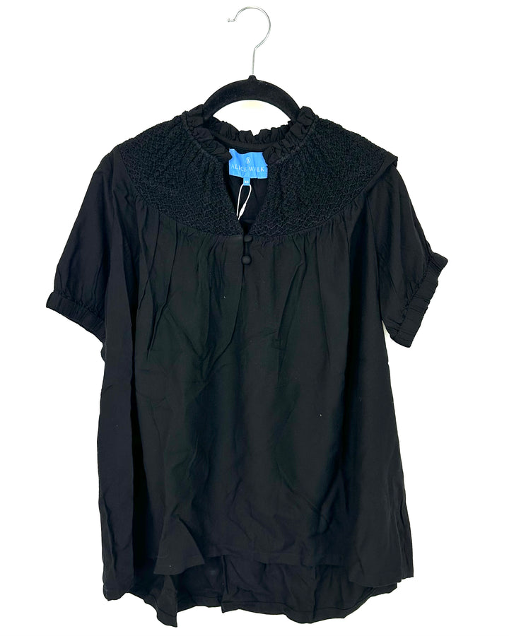 Black Smocked Blouse - Size 0/2