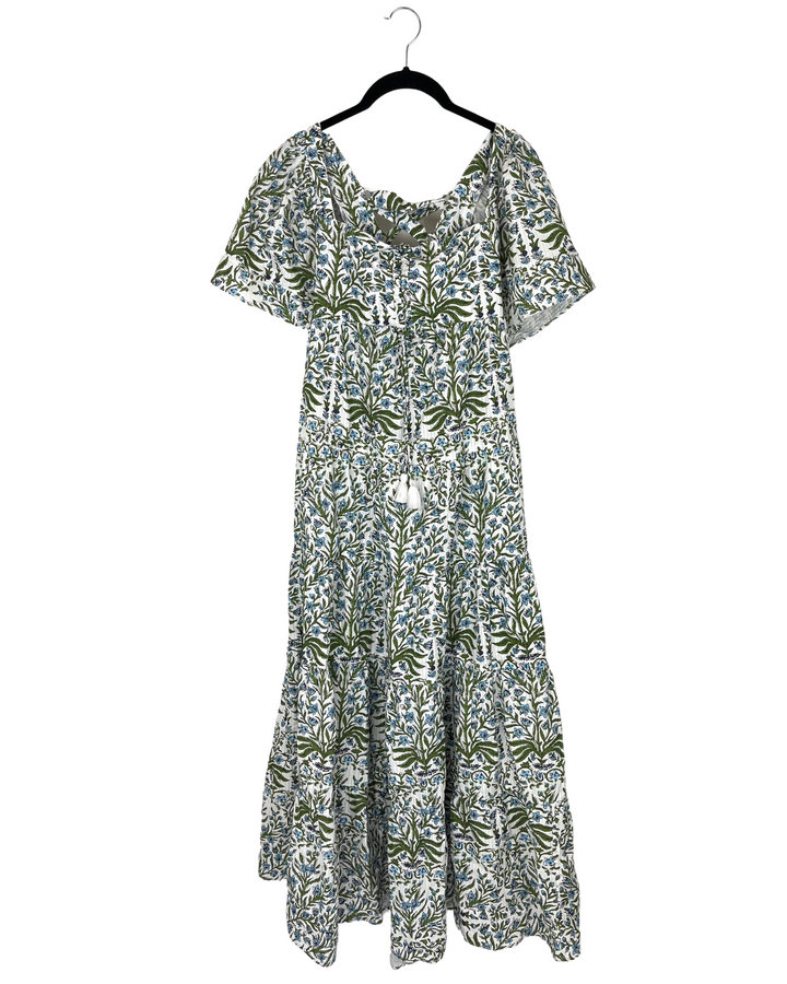 Floral Short Sleeve Long Dress - Size 2/4