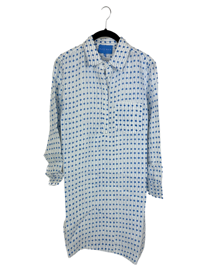 Blue And White Linen Dot Dress - Size 0/2, 4/6, 12/14 and 16