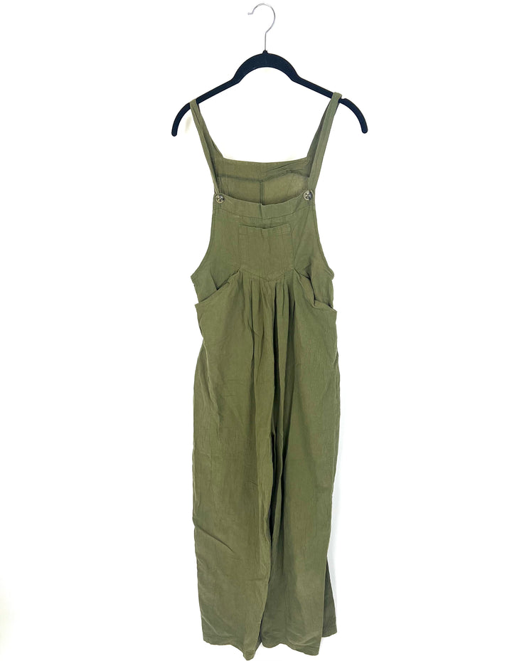 Olive Green Textured Overalls - Extra Small