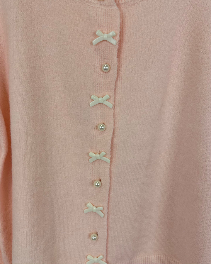 Light Pink Bow Cardigan - Small