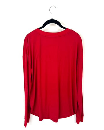 Red Long Sleeve Pajama Top - Medium