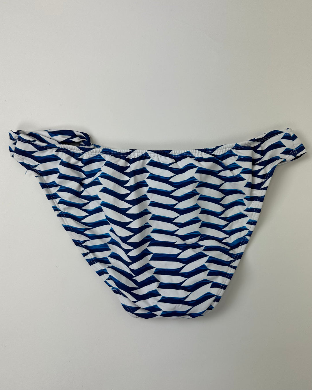 Blue and White Wavy Striped Swim Bottom - Large