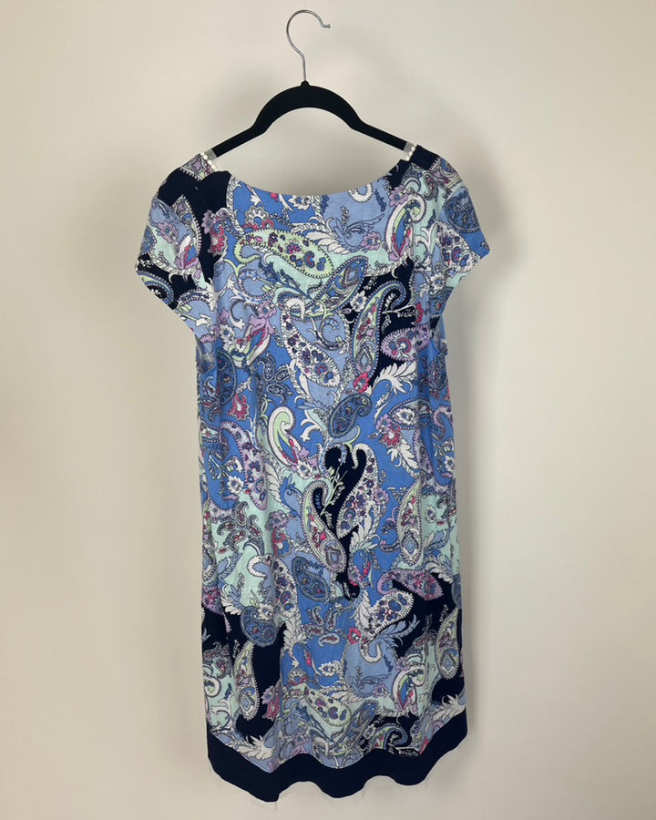 Blue Abstract Patterned Nightgown - Small