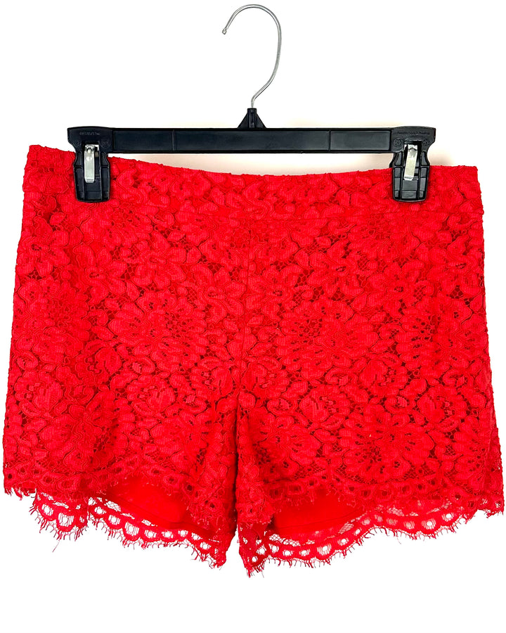 Alice + Olivia Red Lace Micro Shorts - Size 4