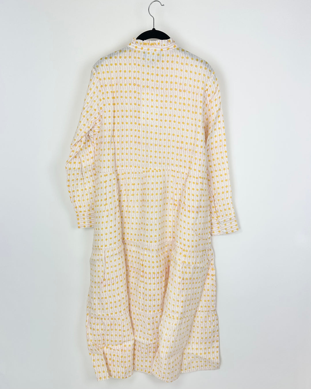 Yellow, Pink and White Geo Print Long Linen Dress - Size 8/10