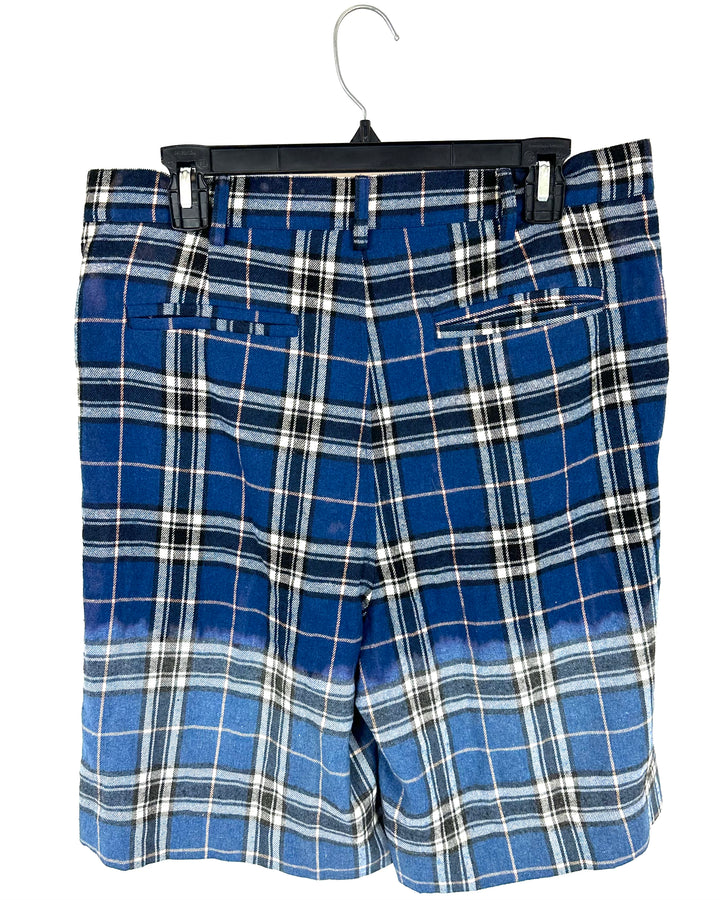 MENS Teddy Fresh Blue Plaid Shorts - Size 32