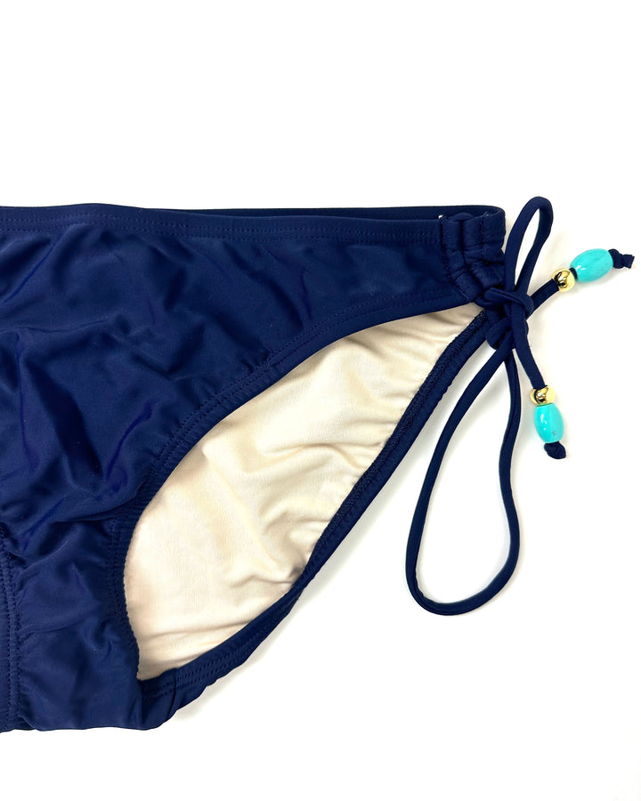 Navy Swim Bottom With Cinch Tie Sides - Medium