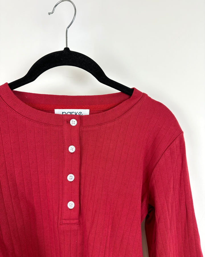 Red Button Down Long Sleeve - Extra Small, Small and Large