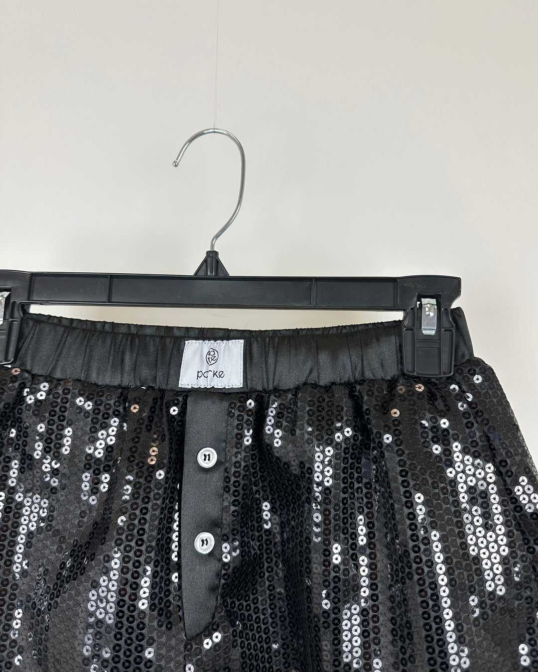 Black Sequin Boxer Shorts - Extra Small and Small