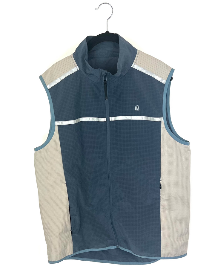 MENS Steel Blue and Gray Vest - Medium