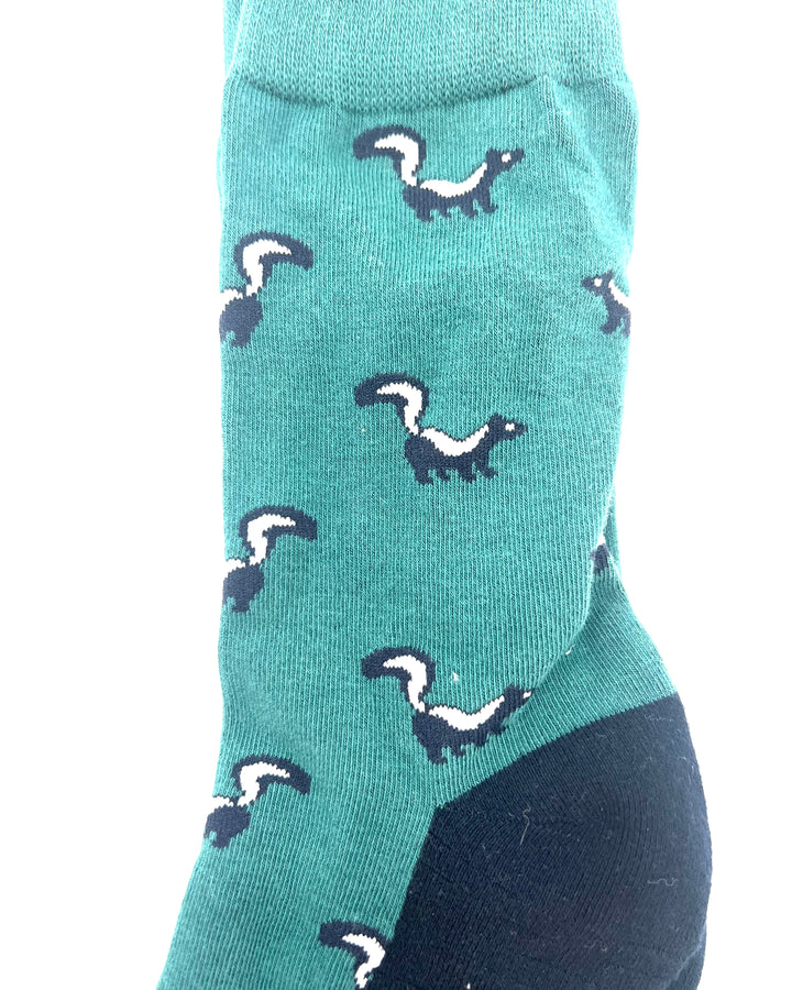 MENS Dark Green Skunk Crew Sock - One Size Fits Most