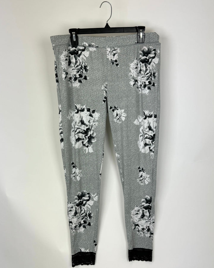 Grey Floral Pajama Pants - Size 1X