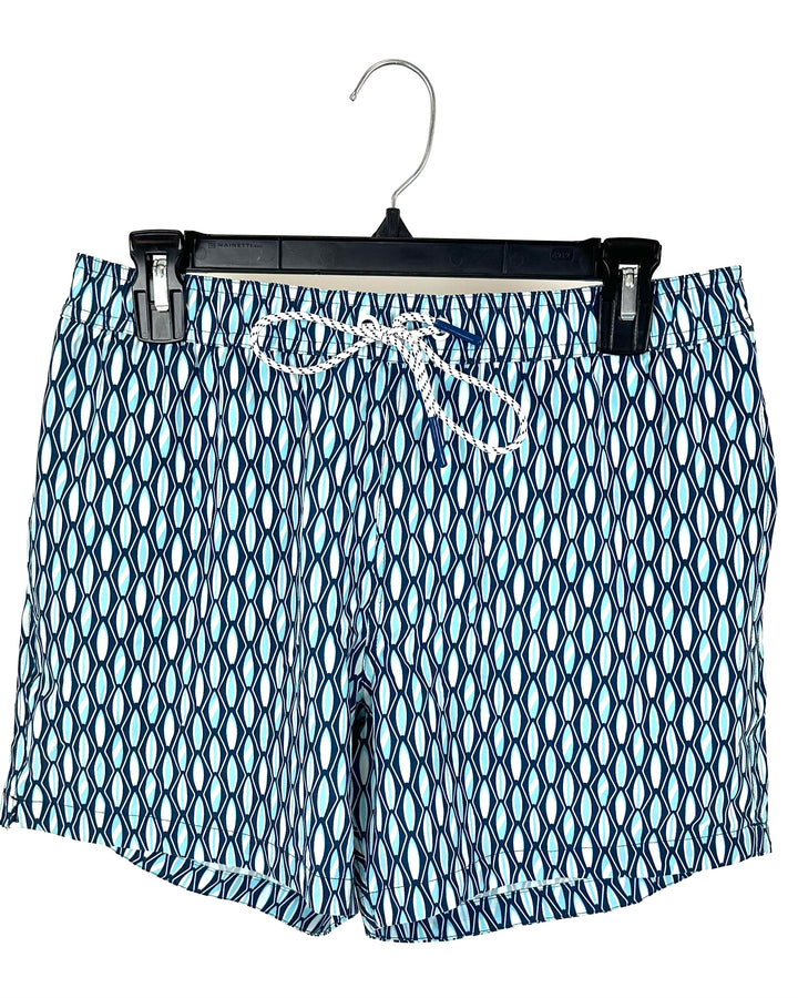 MENS Blue Surf Board Print Shorts - Medium