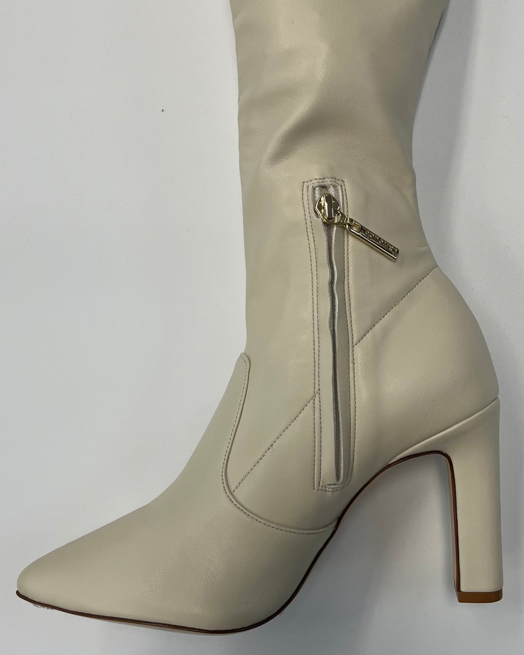 Tall Off White Leather Boots - Size 7 and 8