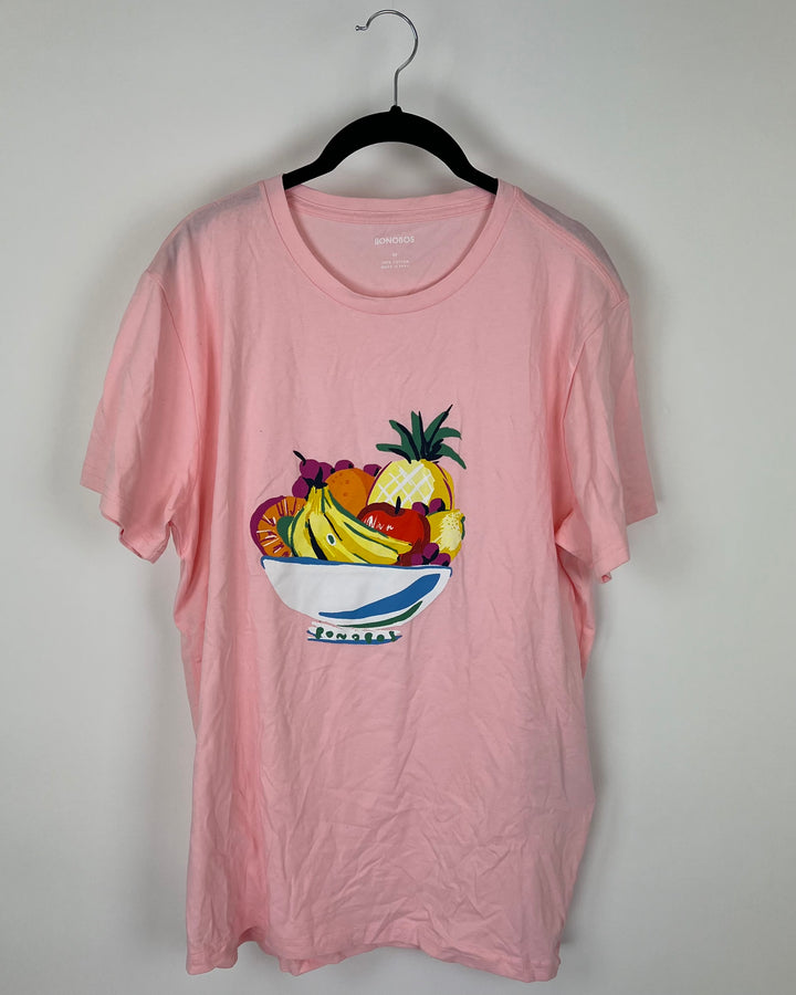 MENS Light Pink Fruit Bowl T-Shirt - Medium