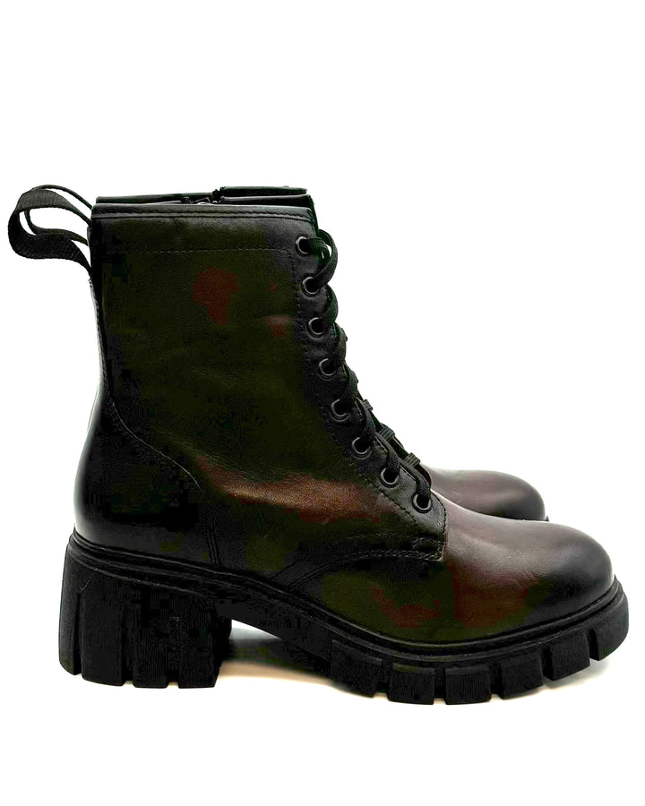 Dark Cherry and Black Platform Combat Boots - Size 7