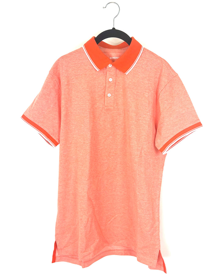 MENS Orange Collared Short Sleeve Shirt - Medium