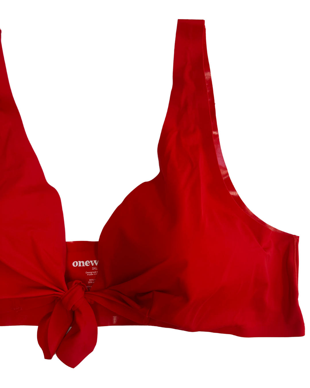 Bright Red Tie Front Bikini Top - 3XL and 4XL