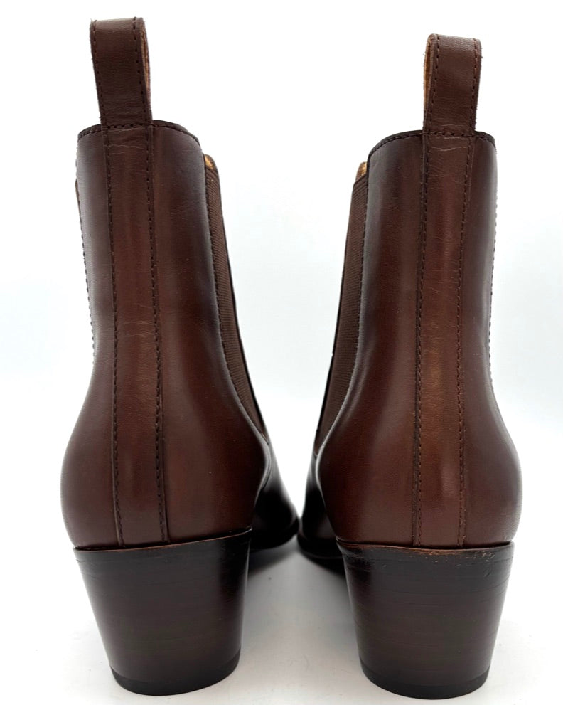 Mocha Brown Leather Booties - Size 7