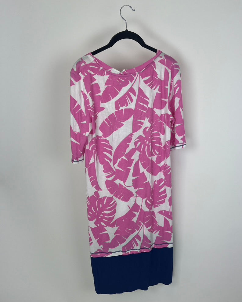 Pink and White Tropical Nightgown - Medium