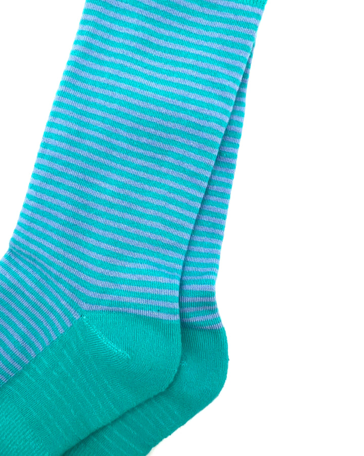 MENS Teal and Periwinkle Striped Crew Socks - One Size Fits Most