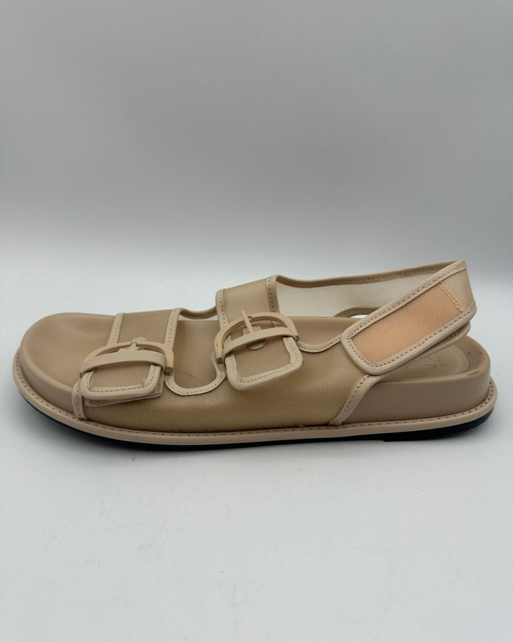 Zara Tan Flat Sandals - Size 9