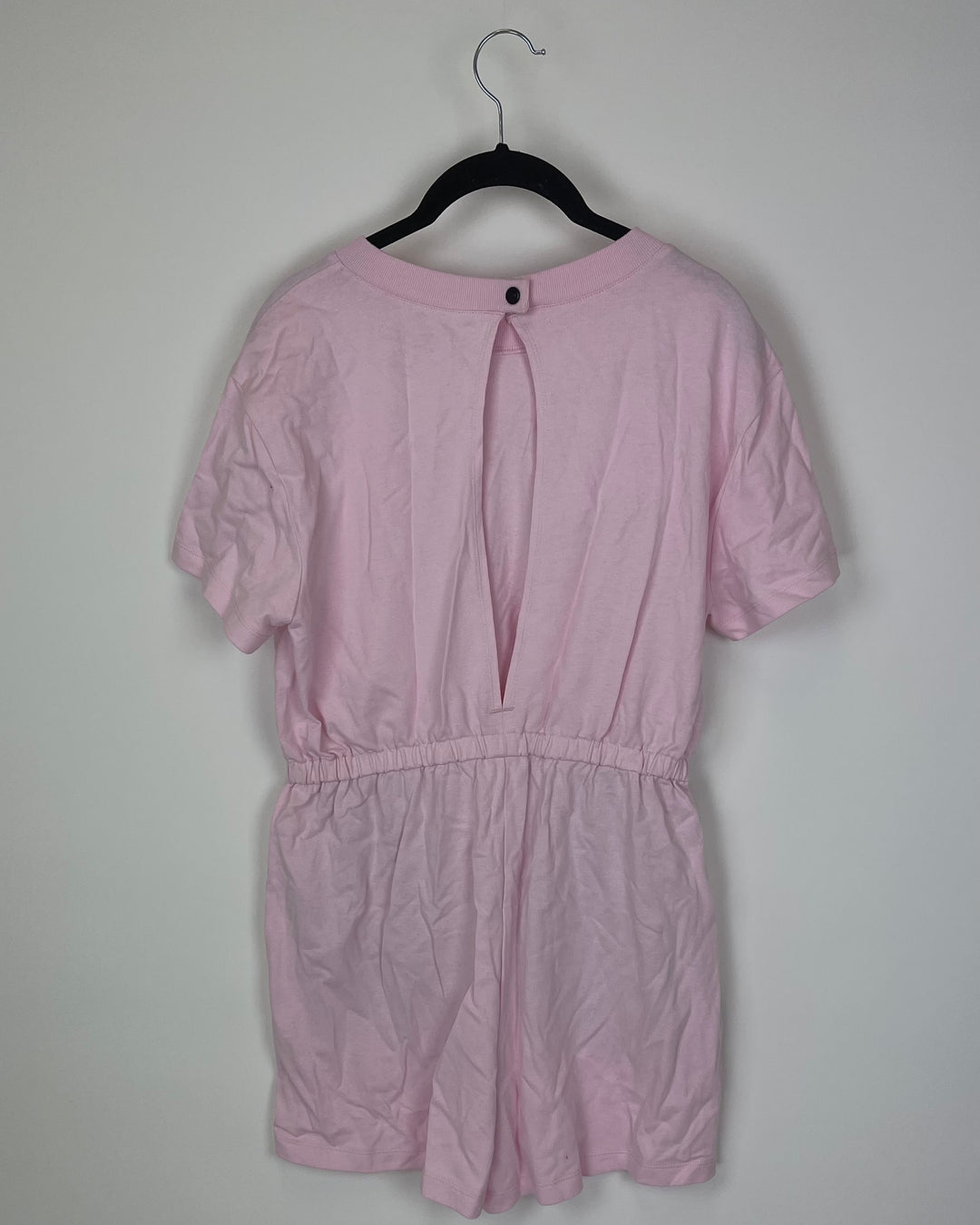 Pink Open Back Short Sleeve Romper - Medium