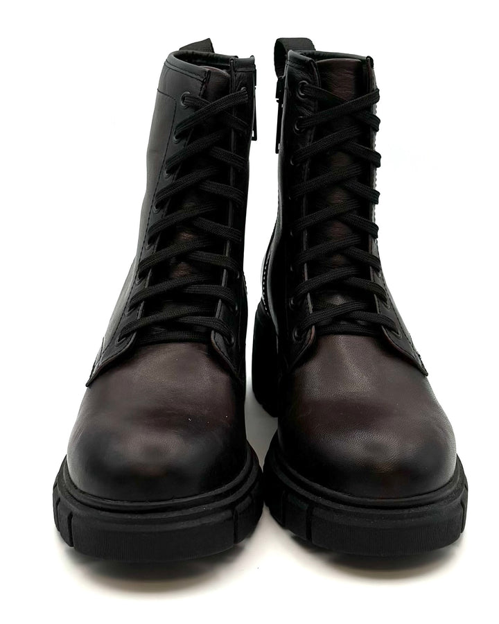 Dark Cherry and Black Platform Combat Boots - Size 7