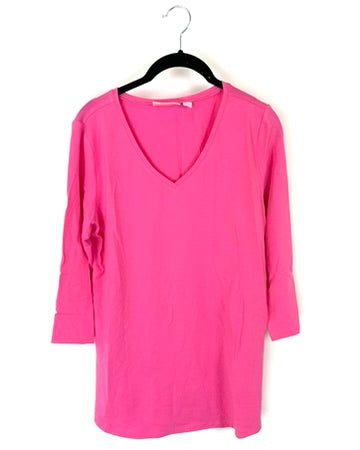 Bright Pink Long Sleeve Top - Small