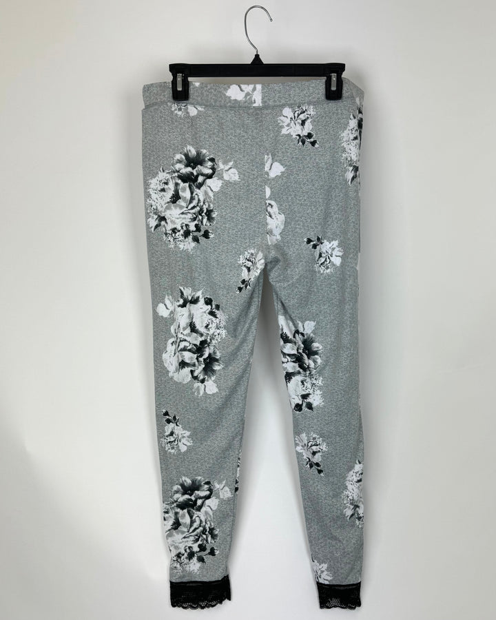 Grey Floral Pajama Pants - Size 1X