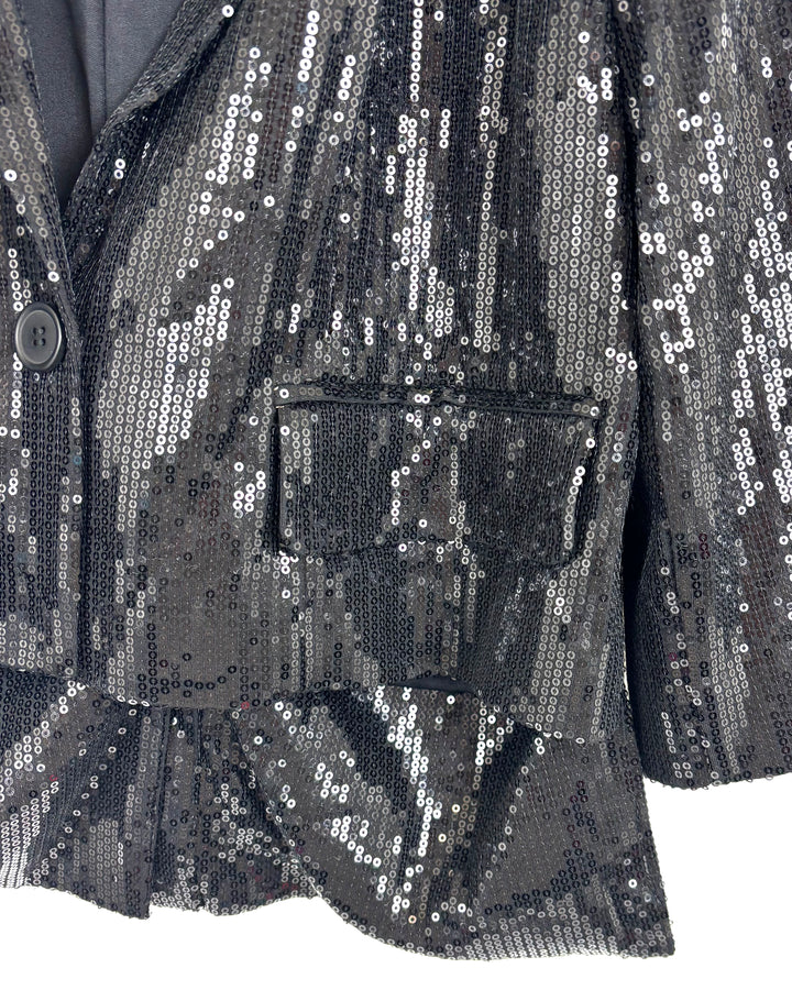 Wheelchair Adaptive Silver Gray Sequin Cropped Blazer - Size 8/10