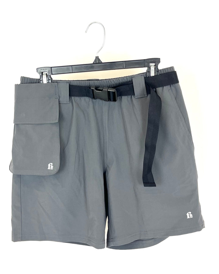 MENS Dark Gray Active Shorts With a Buckle Belt - Small