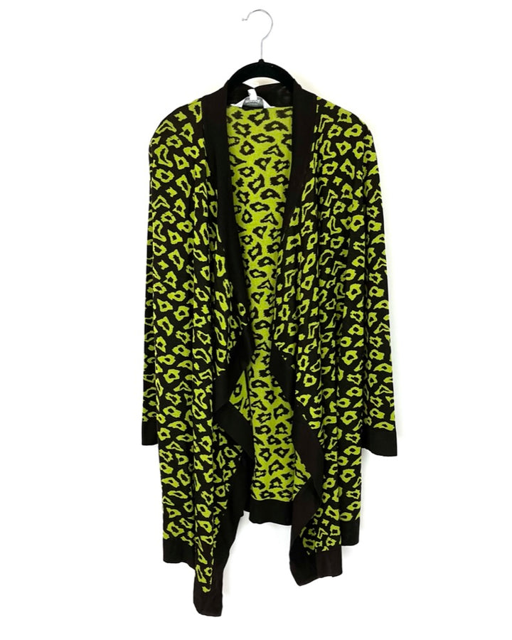 Brown And Green Animal Print Cardigan - Size 2-4