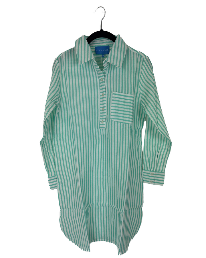 Teal And White Striped Dress - Size 0/2