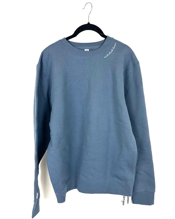 Dusty Blue "Audiobook Lover" Sweatshirt - Small