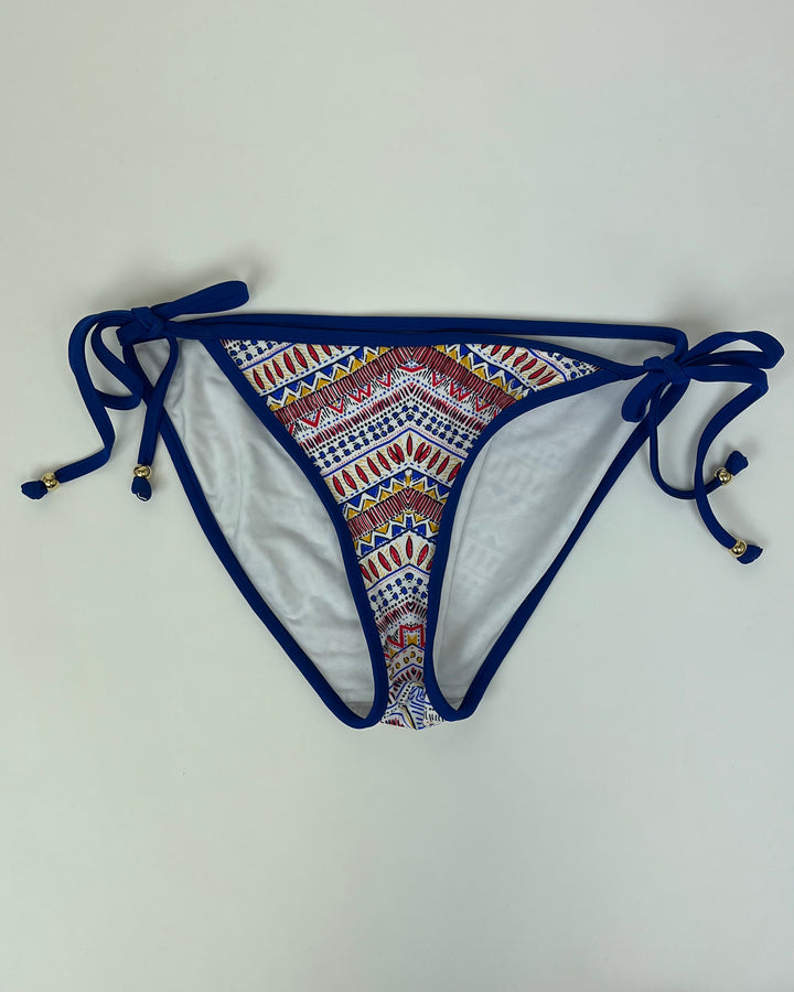 Red, Yellow, and Blue Abstract Swim Bottom with Side Ties - Small