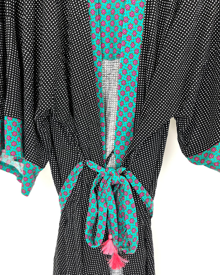 Polka Dot and Teal Trim Robe - Size 2/4