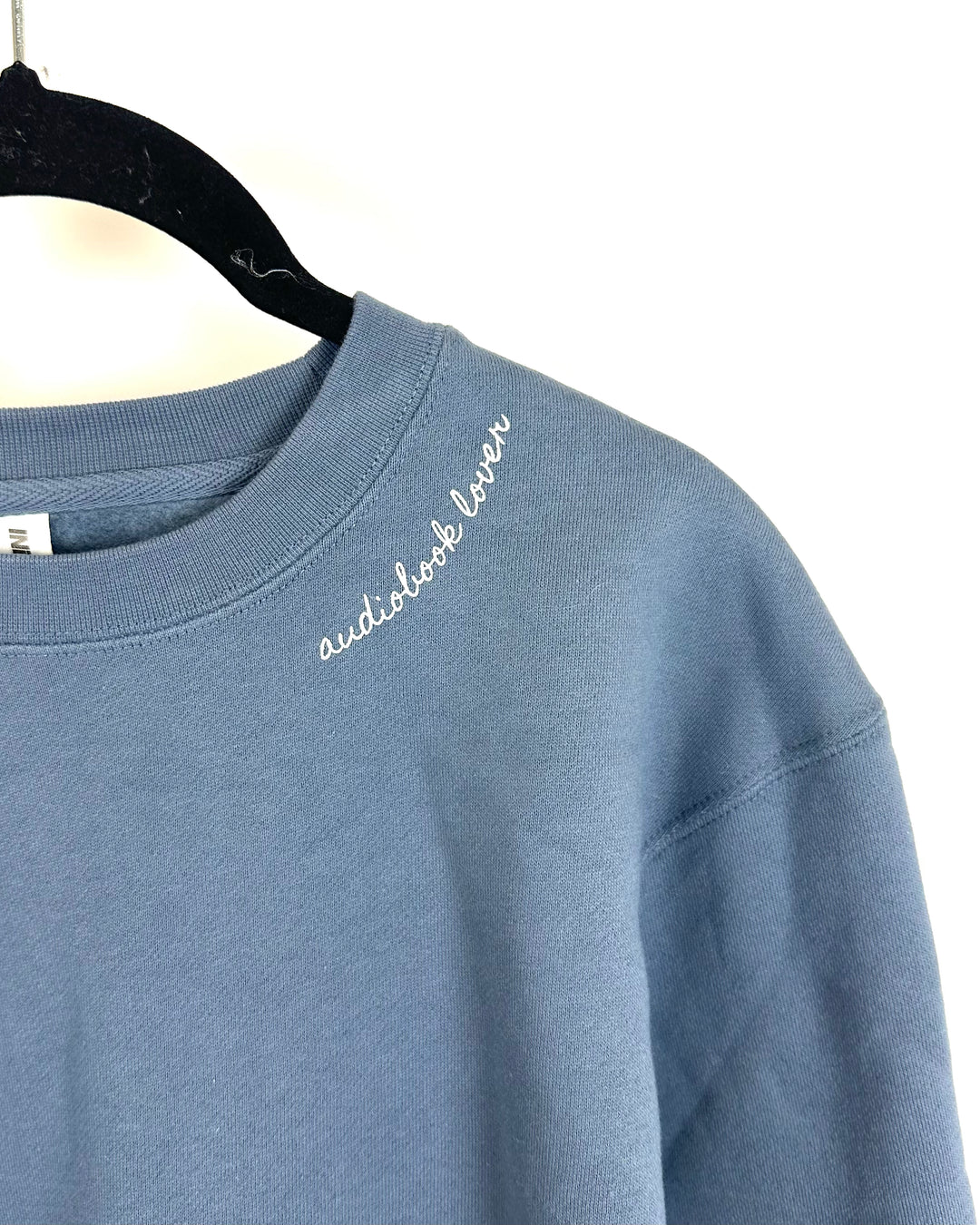 Dusty Blue "Audiobook Lover" Sweatshirt - Small