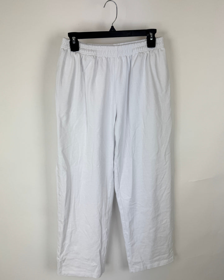 White Wide Leg Thin Sweatpants - Small